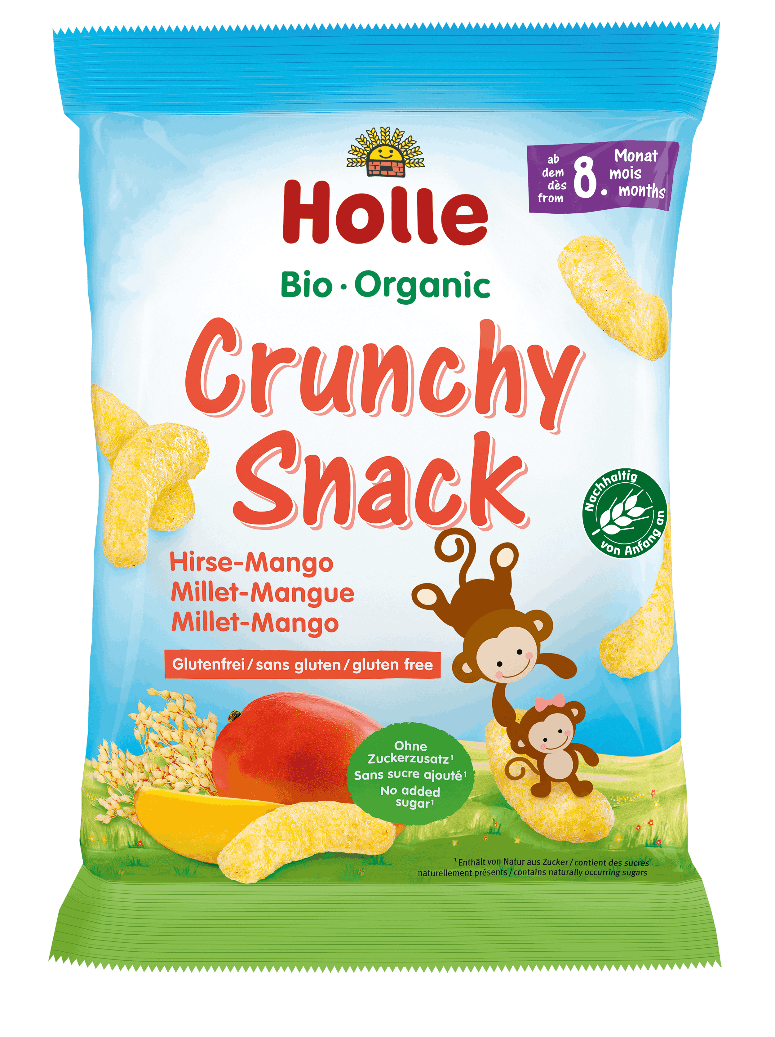 HOLLE Bio-Crunchy Snack<br>25 g, Hirse Mango