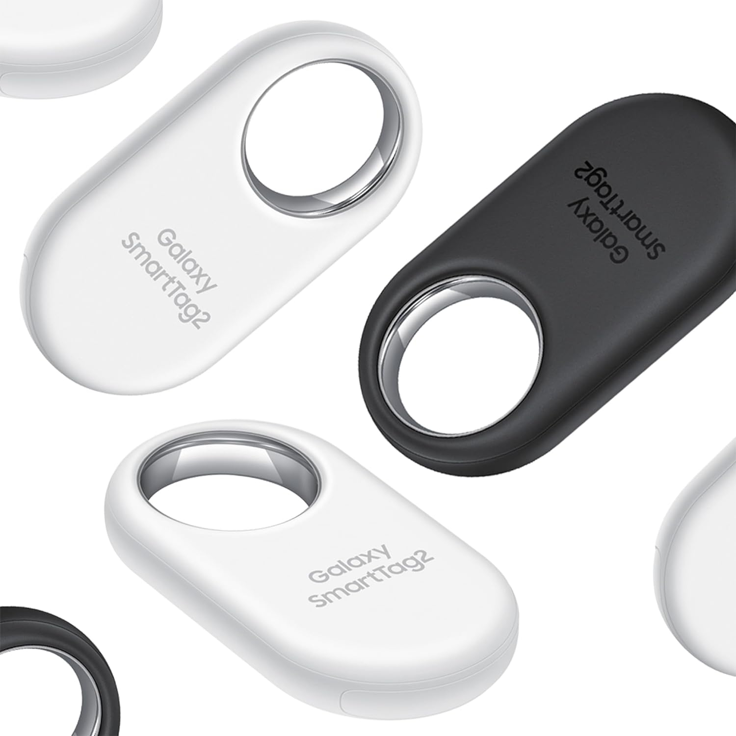 (4er Set) Galaxy SmartTag 2 Spritzwasserfester Bluetooth Keyfinder (EI-T5600KWEGEU) - Weiss / Schwarz
