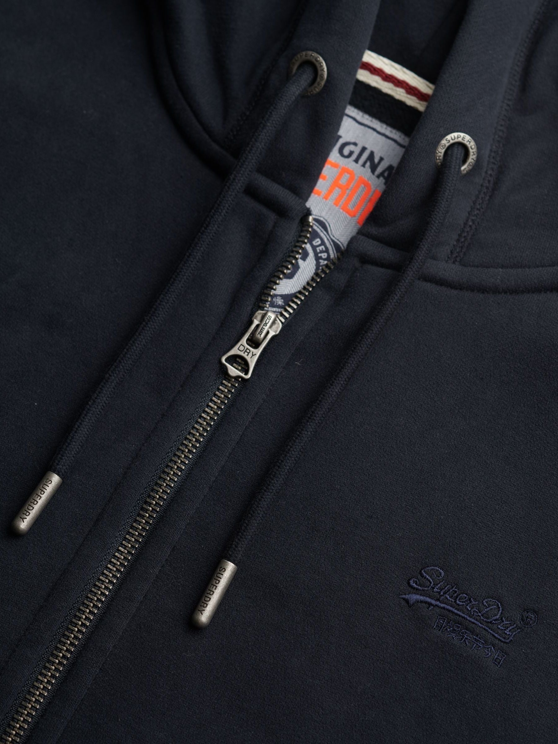 Donkerblauw - Superdry Essential hoodie met logo en halve rits met geborstelde voering