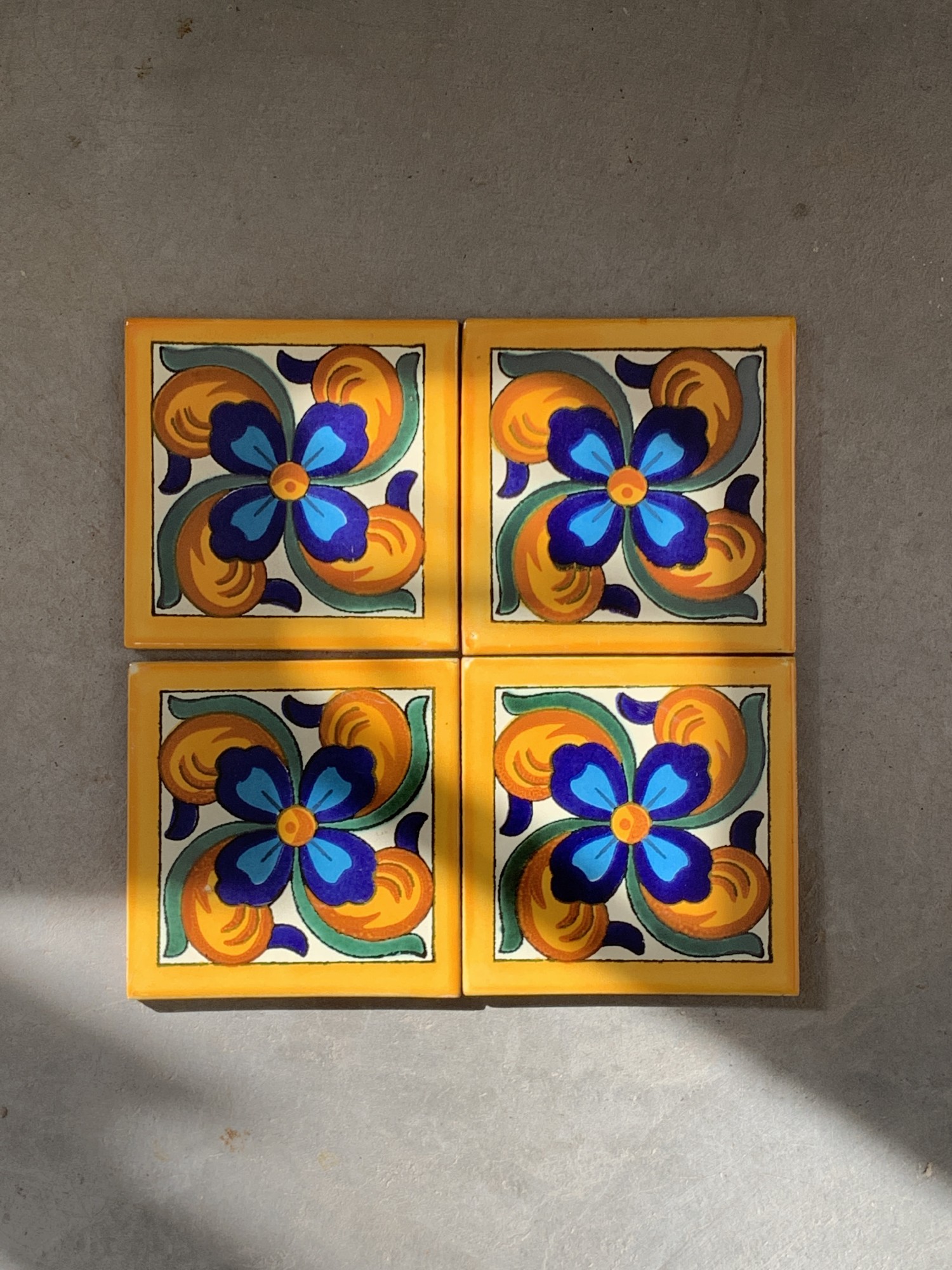 Kachel 'Estrella', gelb, multicolor, T 10 cm, B 10 cm, H 0,5 cm von fischer's lagerhaus