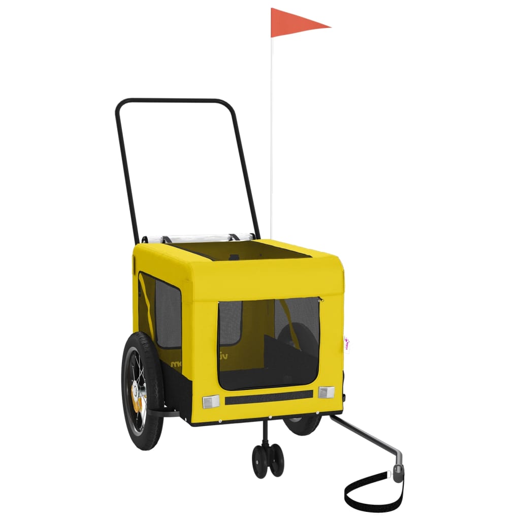 vidaXL Reboque para Bicicleta de Animais de Estimação em Tecido Oxford, Amarelo e Preto
