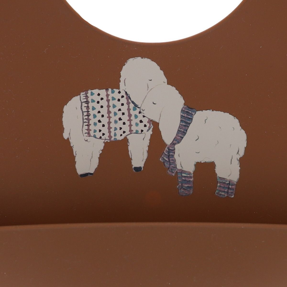 Bavoir silicone marron - Doux comme un agneau Pause goûter
