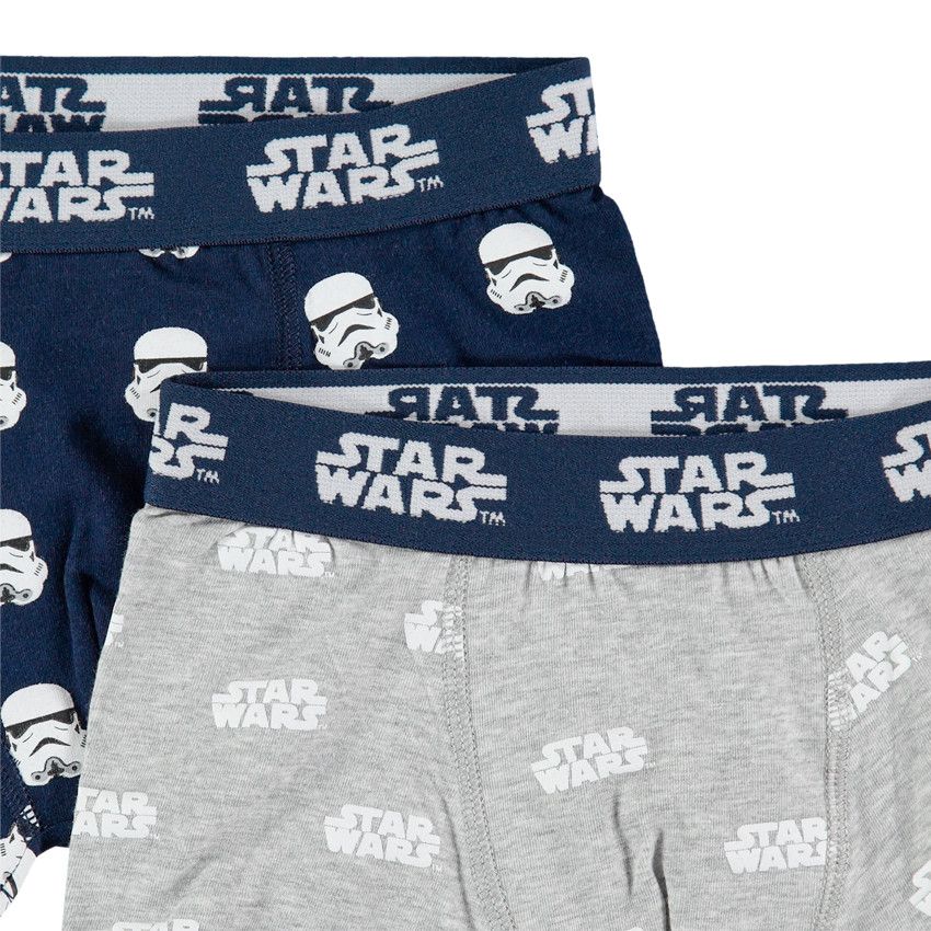 Lot de 2 boxers en coton bio print Star Wars all-over - Gris chiné