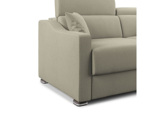 DIVANI.STORE - Canapé lit amber en tissu détachable creme 3 places