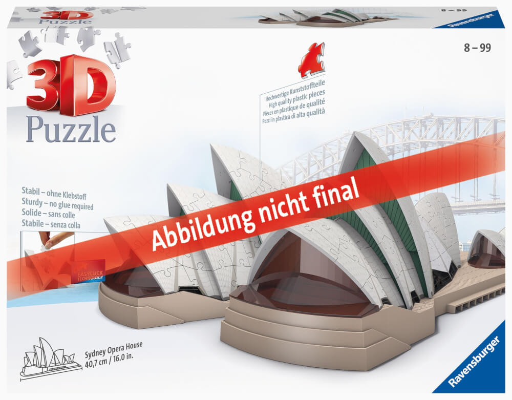 Ravensburger 3D Puzzle 11243 - Sydney Opera House - 216 Teile - Das Opernhaus Sydney zum selber Puzzeln ab 8 Jahren