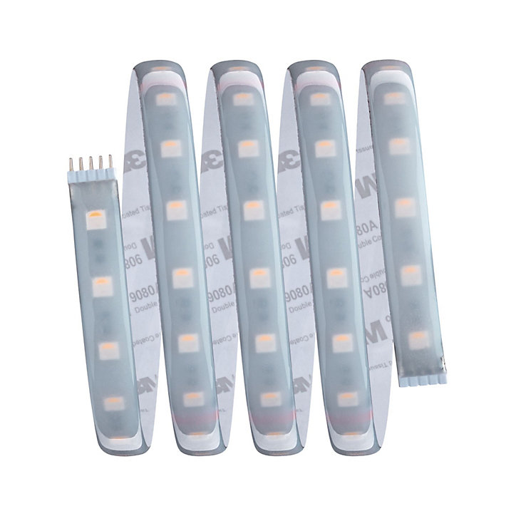 Strip LED intégré dimmable autocollant MaxLED 500 Paulmann 16W 600lm Argent mat blanc chaud L.1,5m x H.0,3 x P.0,3cm