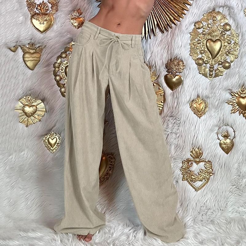Cincine - Corduroy broek met hoge taille en wijde pijpen