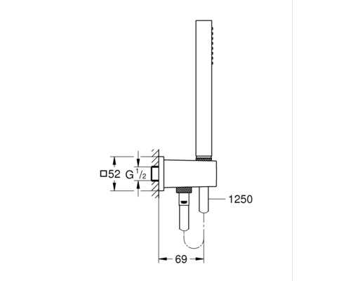 GROHE Euphoria Cube Stick 26405000 handdoucheset inclusief 1250 mm chromen doucheslang
