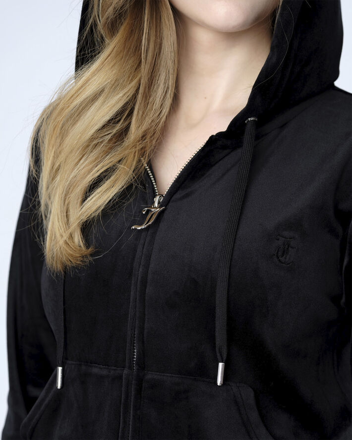 Juicy Couture Robertson Classic Velour Zip Trough Hoodie Black