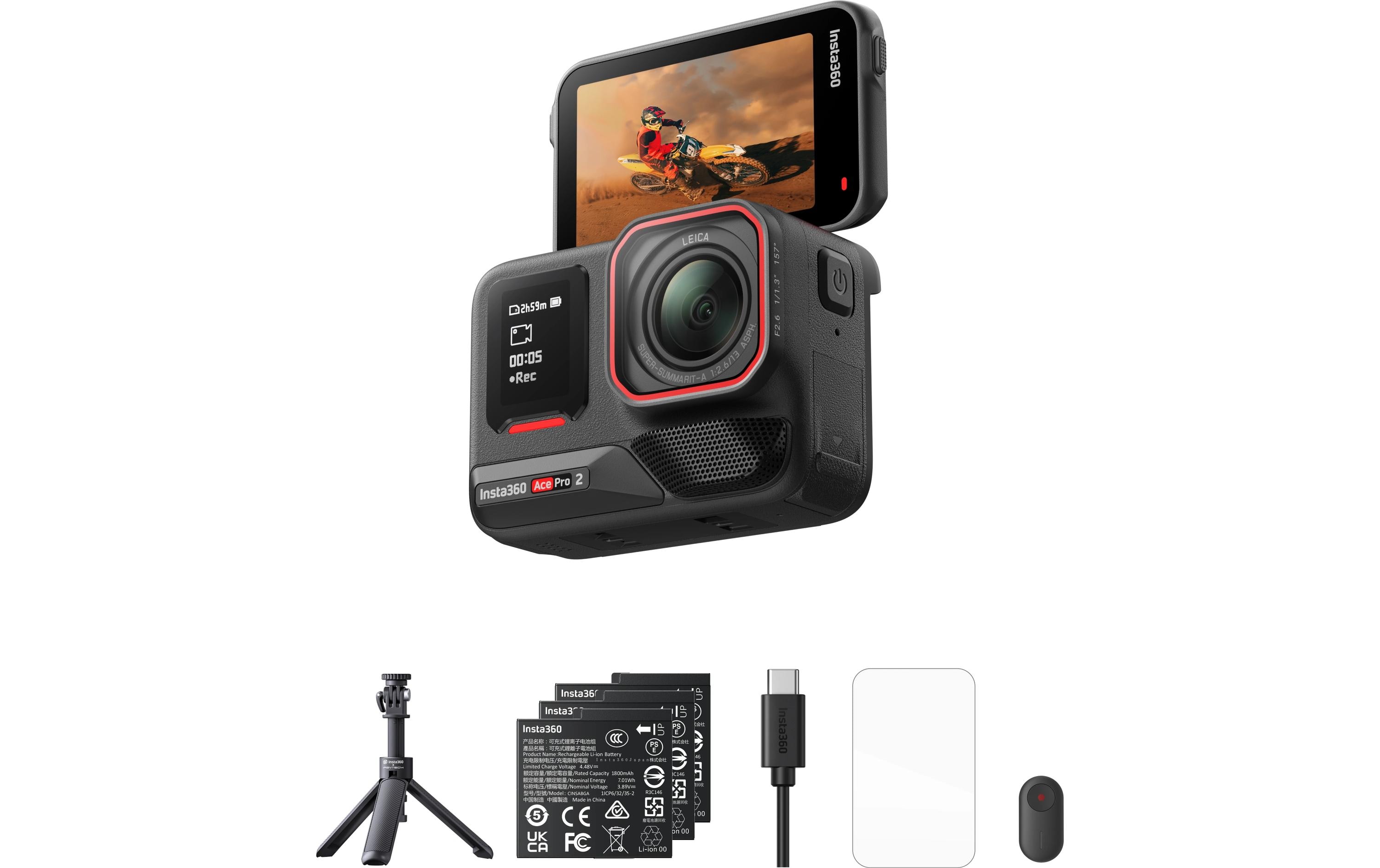 Actionkamera Ace Pro 2 Creator Bundle<br>8K Pro Action Cam mit Stativ, Akkus und Zubehör