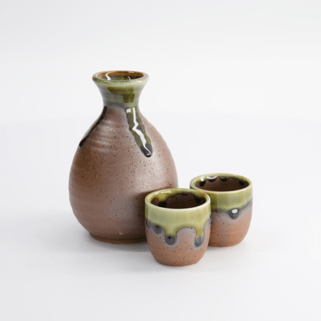Sake Set Iga Oribe 3-Delig