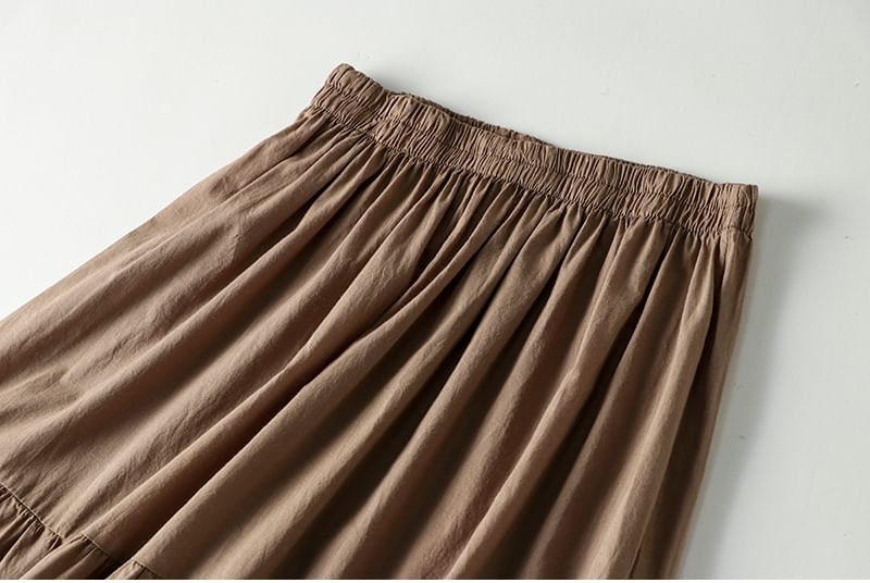 CosmoCorner - Midi-lijn rok met elastische taille en kanten rand