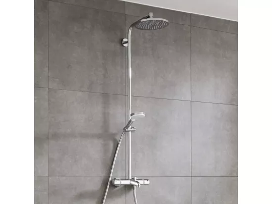 Colonne bain douche thermostatique HANSGROHE Crometta S 240 chromé + tablette Addstoris