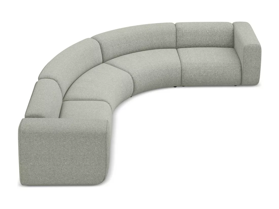 Canapé d'angle modulable en tissu texturé - gris clair - EKAHI