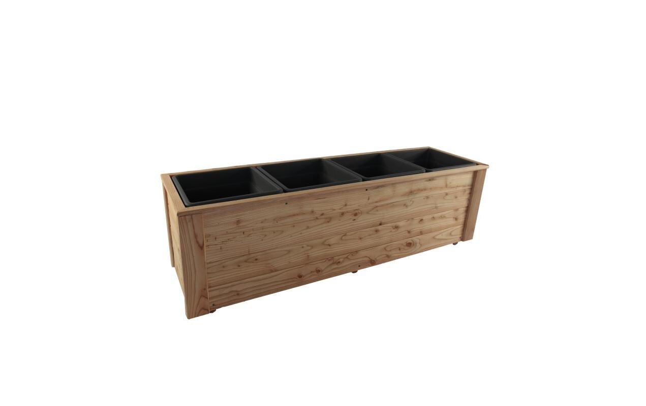 Hochbeet Lärche, 134 x 38 x 39 cm<br>Blumenkasten inkl. 4 Pflanzkasteneinsätze