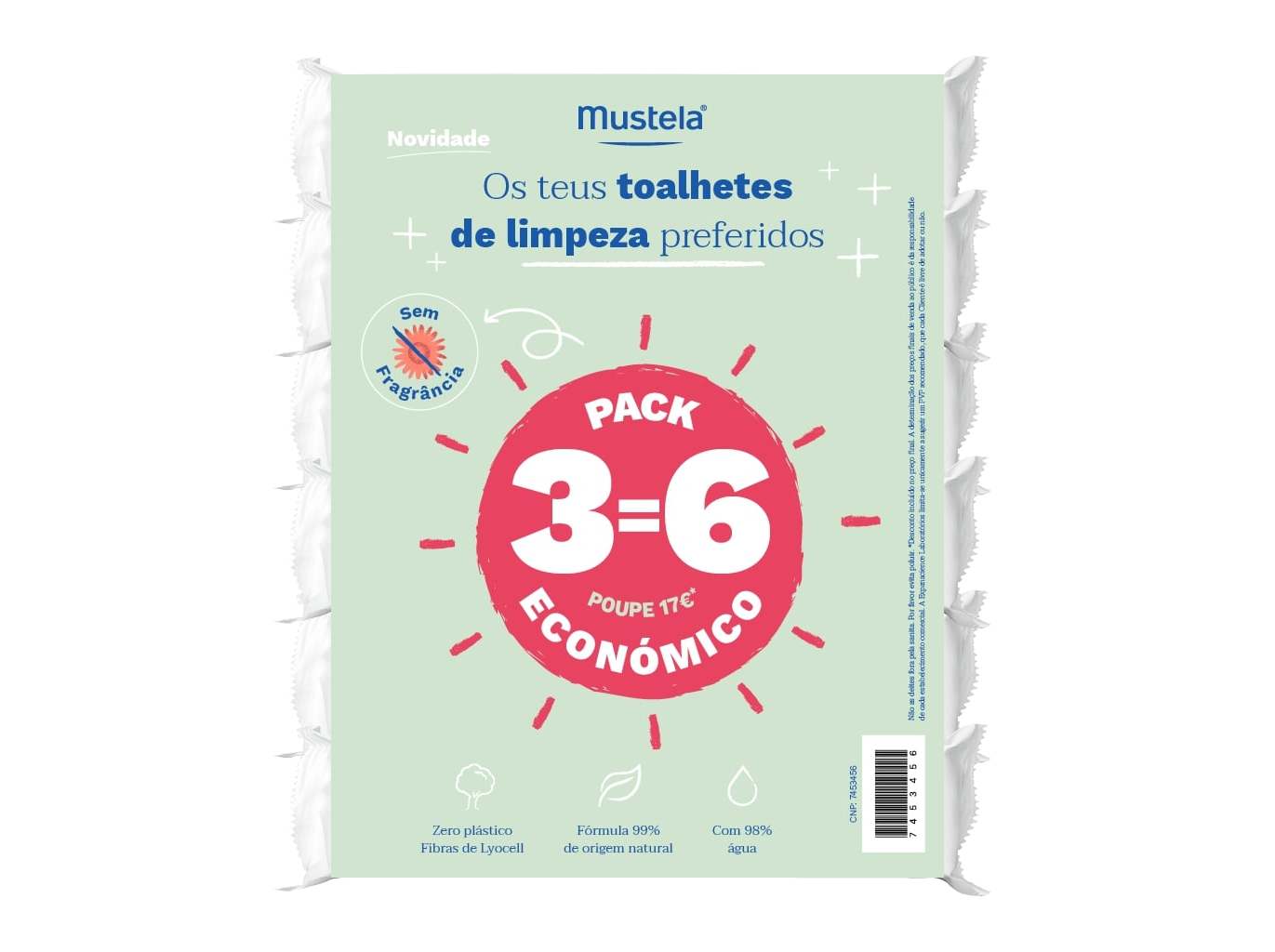 TOALHETES MUSTELA SEM PREFUME 6X60UN 3=6