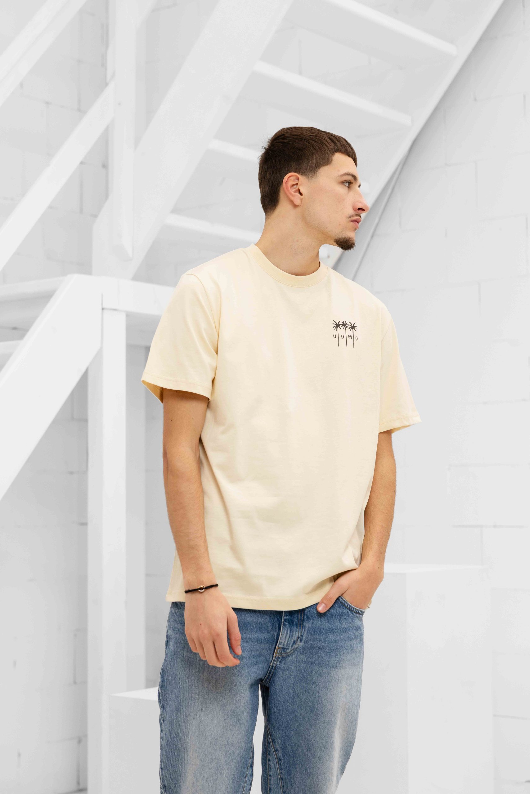 24 Uomo Palm T-Shirt Heren Beige