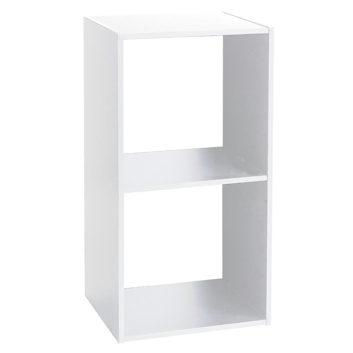 ETAGERE BOIS 2 CASES MIX BLANC