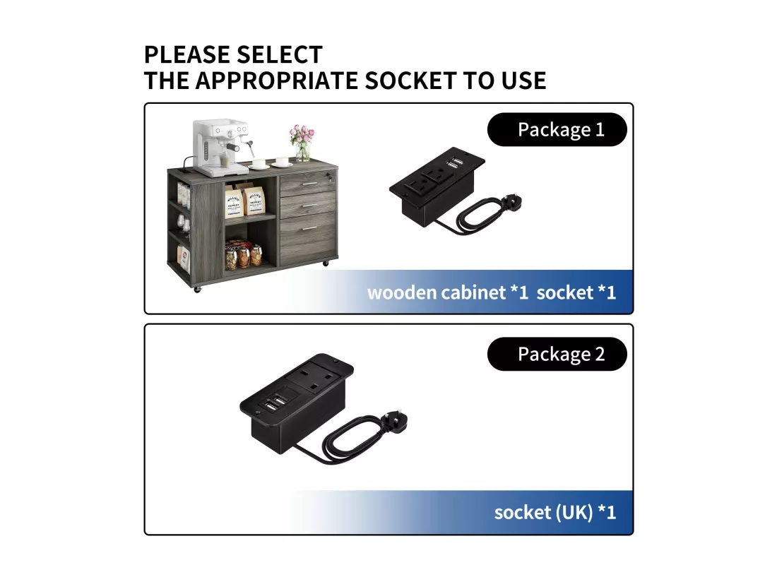 YITAHOME Classeur Mobile à 3 Tiroirs avec Insertion de Rangées et Espace de Rangement Ouvert, Gris