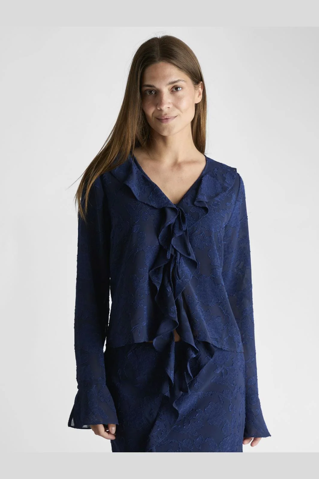 Neo Noir Anika Burnout Blouse navy