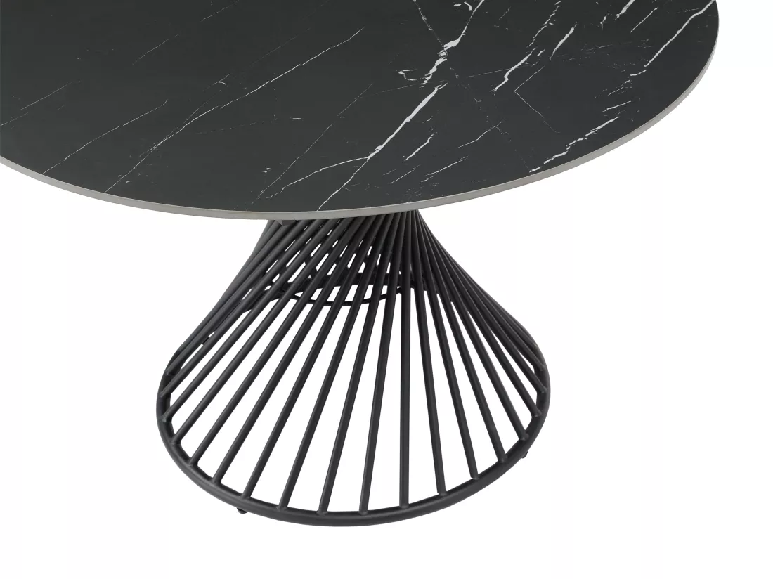 Table à manger extensible 4 à 8 personnes en céramique et métal - Effet marbre noir - CASTINA