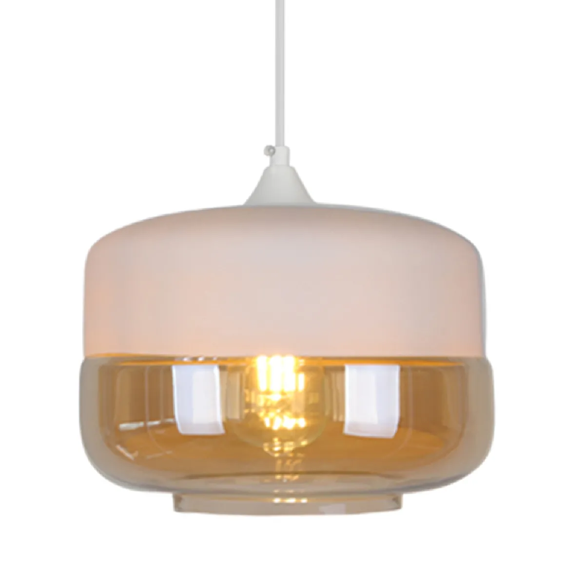 Stoex Lampe À Suspension Rétro Vintage Plafonnier en Verre Suspension Luminaire Moderne Blanc Pour Salon, Loft, Cuisine