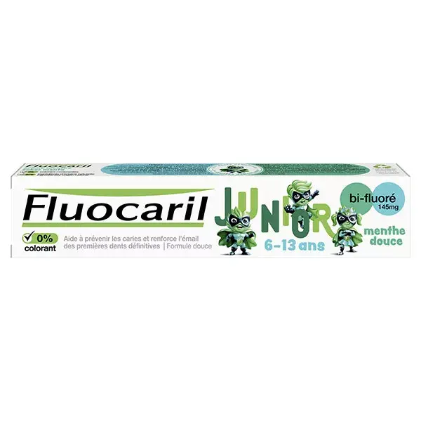 Fluocaril Junior, Pasta de dentes para crianças de 6 a 12 anos, menta suave, 75ml