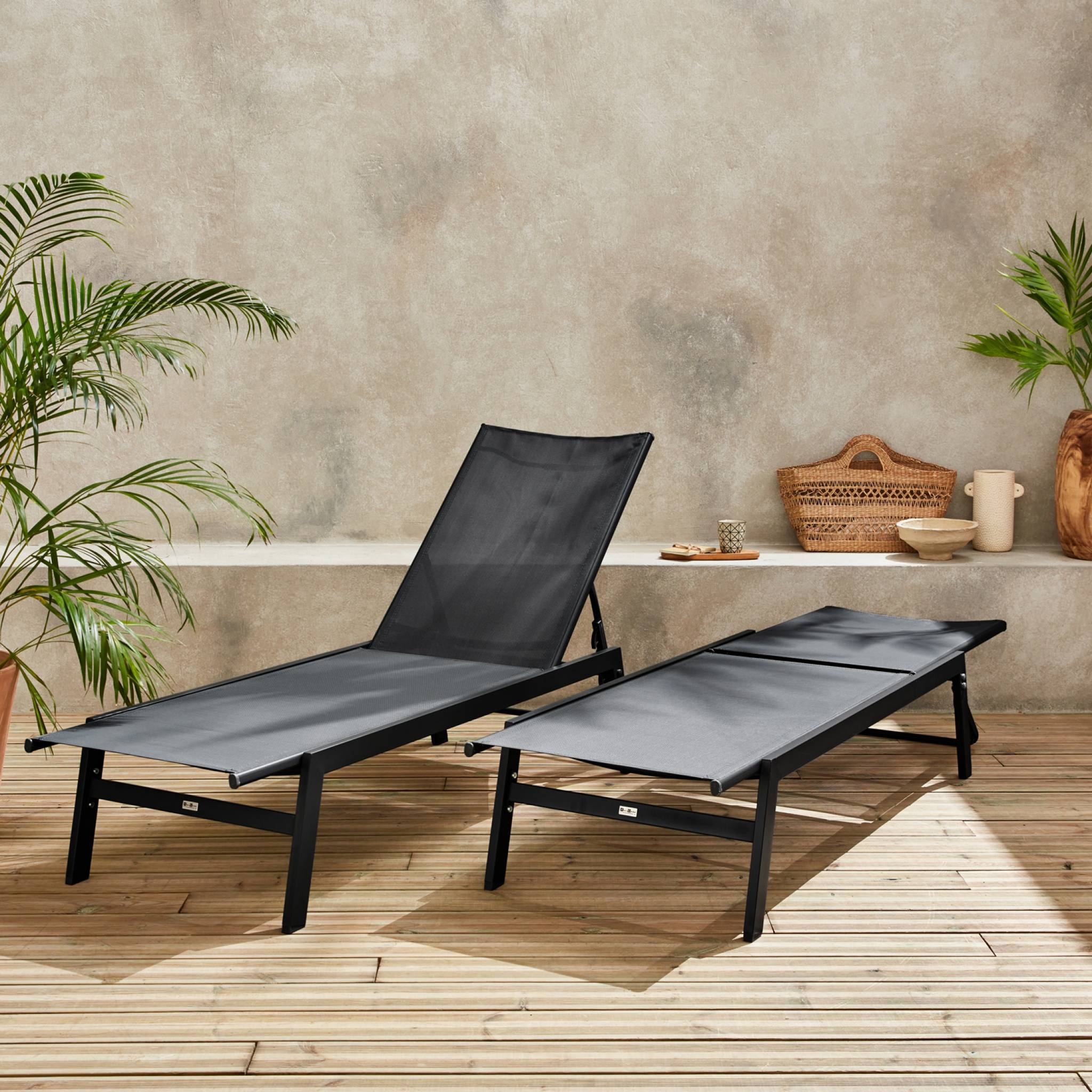 sweeek - Ligstoelen met meerdere posities textileen en metaal (set van