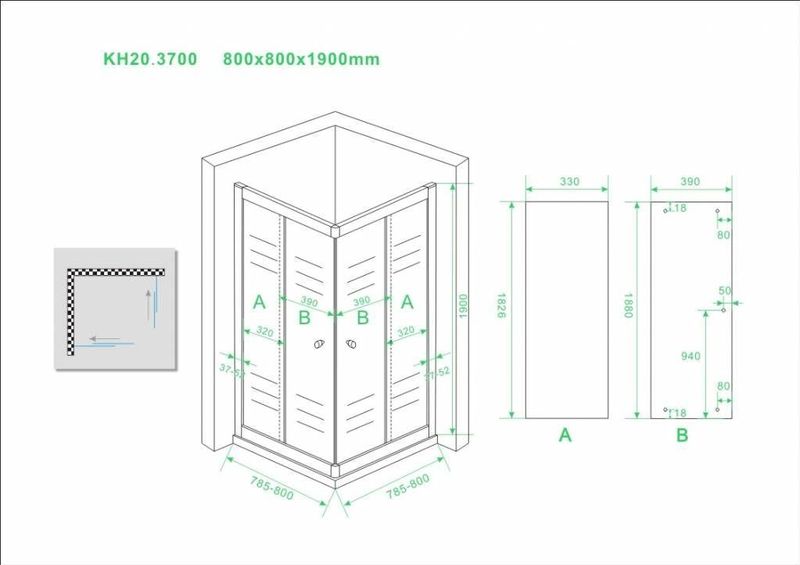 Wiesbaden - Douchecabine - Hoekinstap - Helder Glas - 80x80x190 cm
