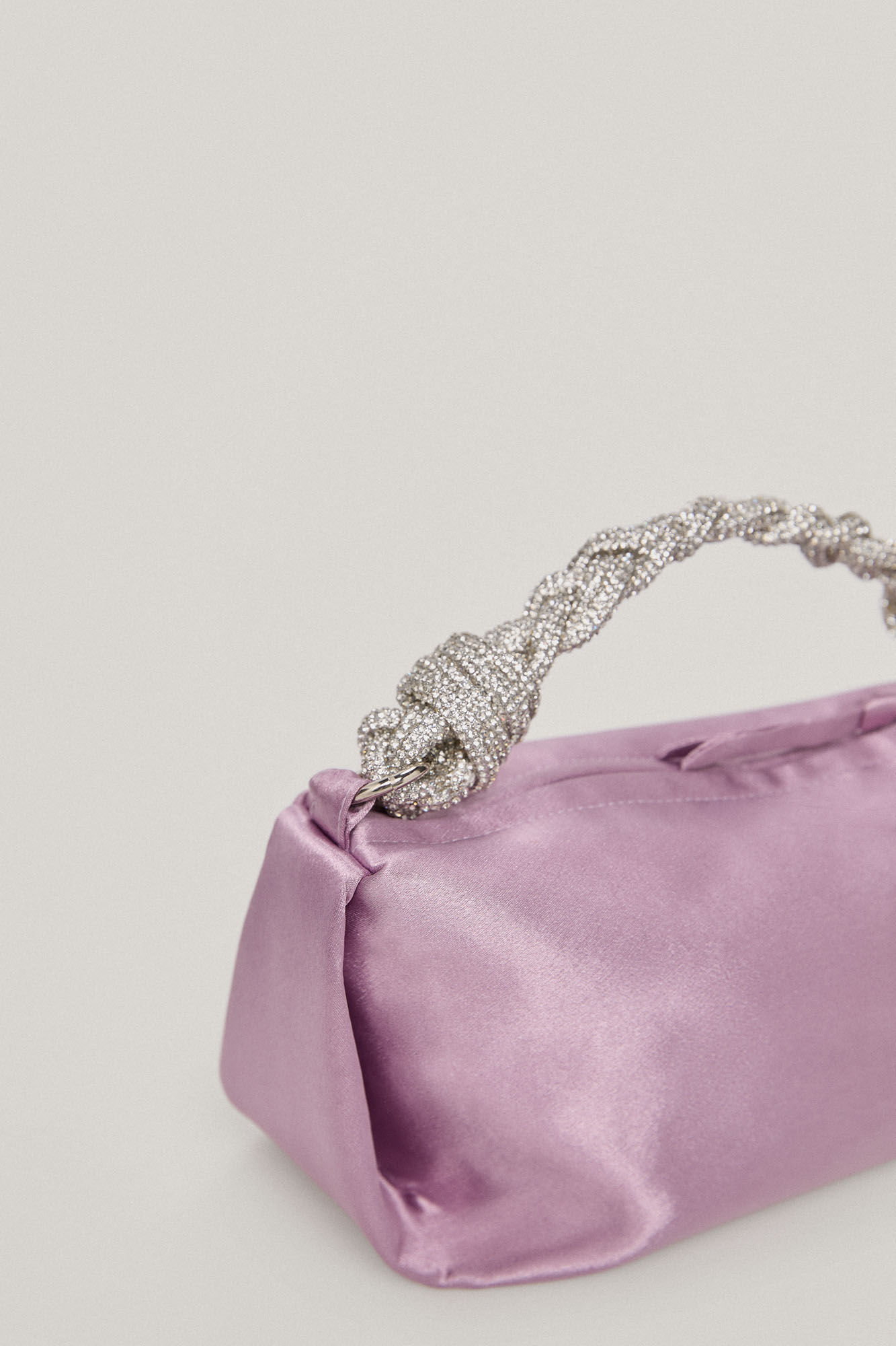 Paloma.Mini bolsa satén asa cristales - Morado