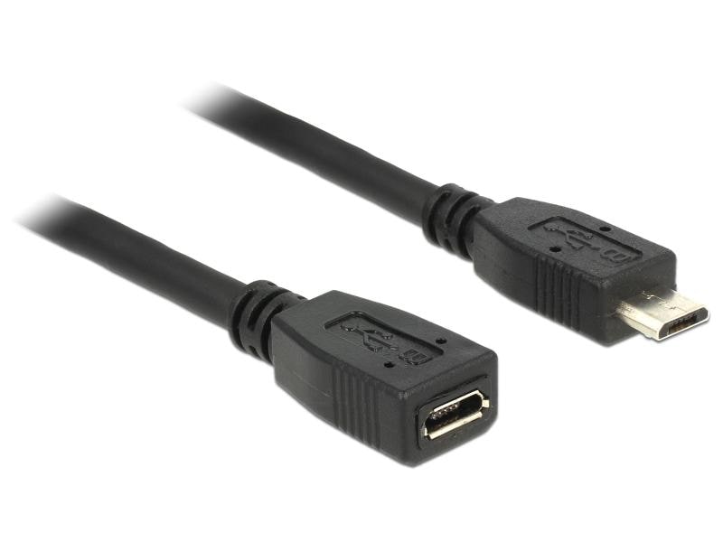 Delock USB 2.0-Verlängerungskabel  Micro-USB B - Micro-USB Delock Verlängerungskabel USB 2.0 Typ Micro-B Stecker > USB 2.0 Typ Micro-B Buchse 1 m