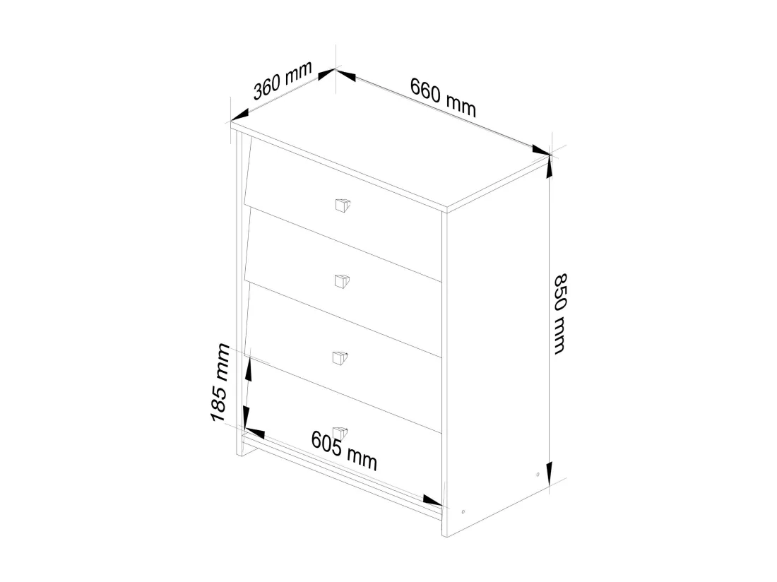 Meuble à chaussures AKORD RUBIN Blanc 66 cm 4 portes façade Blanche 4 étagères 66x36x85 cm