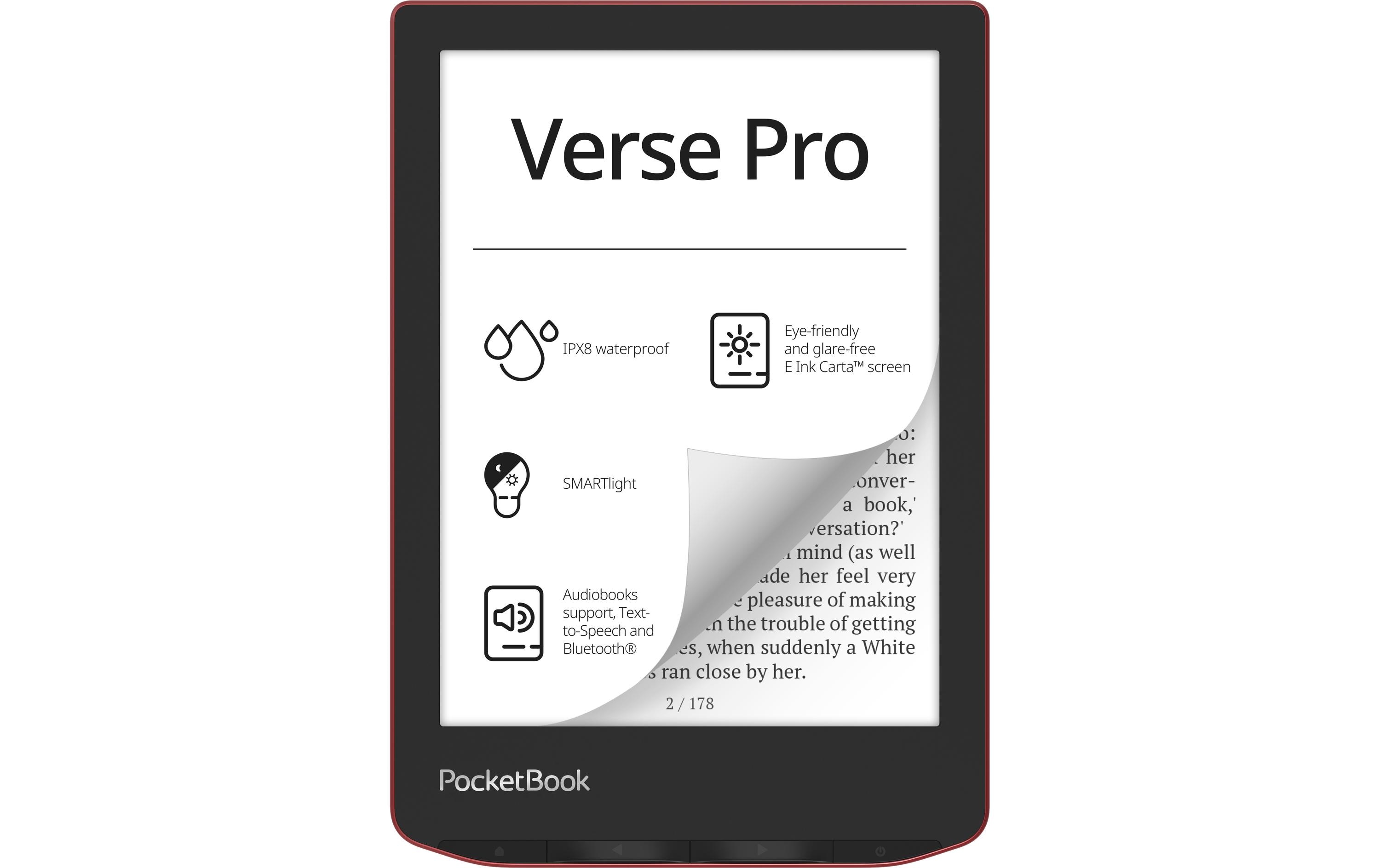 E-Book Reader Verse Pro Passion Red<br>6 Zoll E-Book Reader mit 16 GB Speicher und E-Ink Carta Bildschirmtechnologie