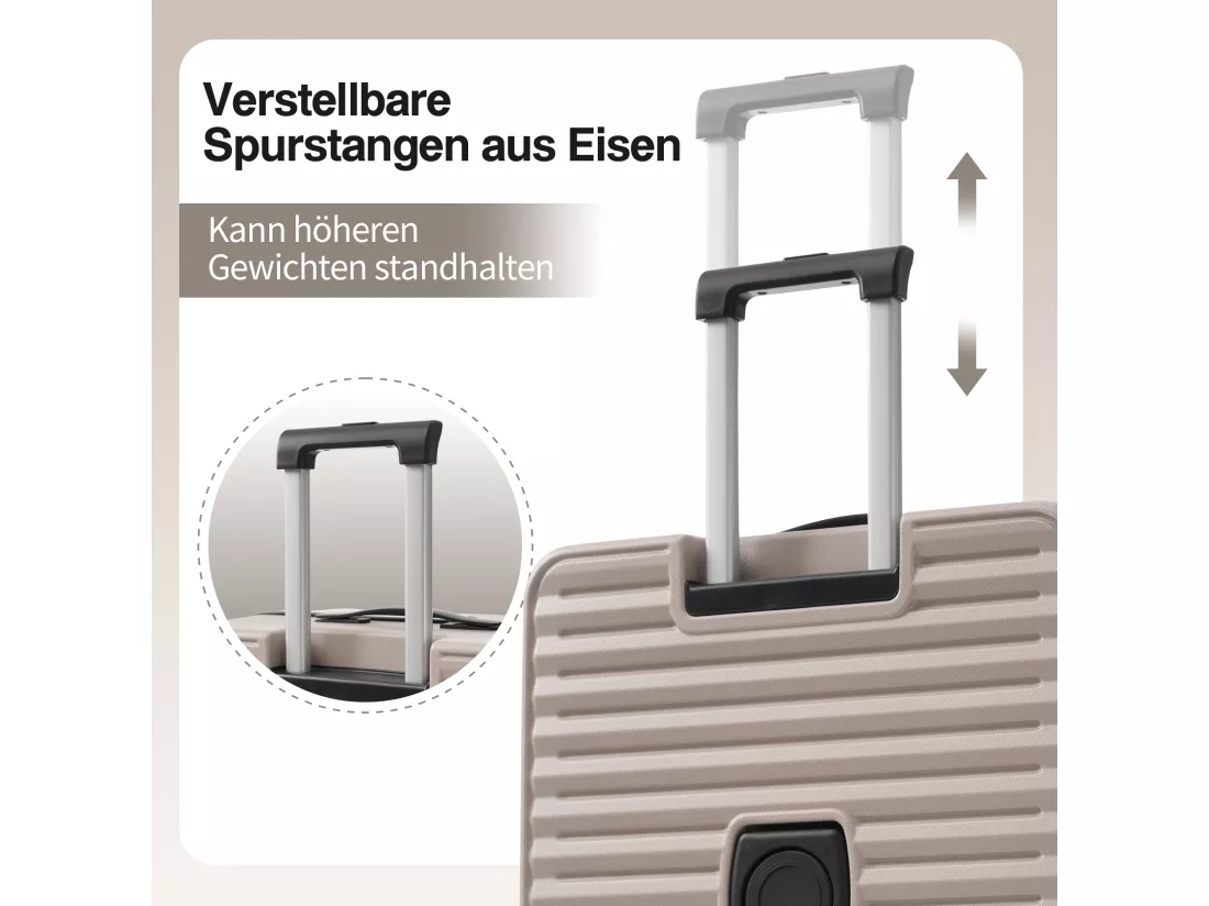 Bagage à main de 3 pièces 20&24&28 pouces– Front-Öffnungs-Design - ABS-Material - Serrure TSA - 360°Rollen-brun
