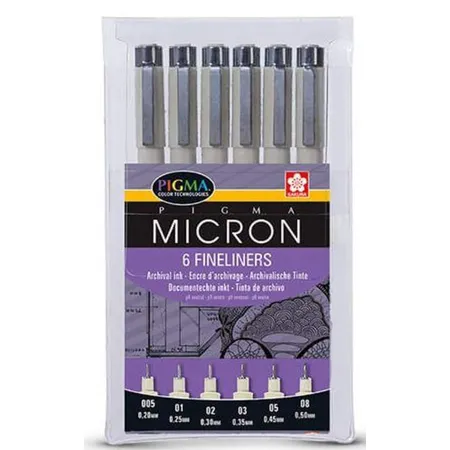 Royal Talens Sakura Pigment Liner Set 6er Schwarz