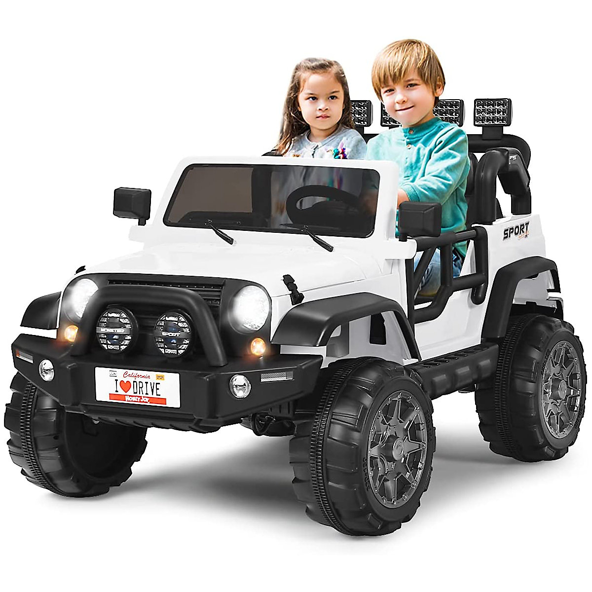 Jeep elétrico de 2 lugares com 3 velocidades, branco