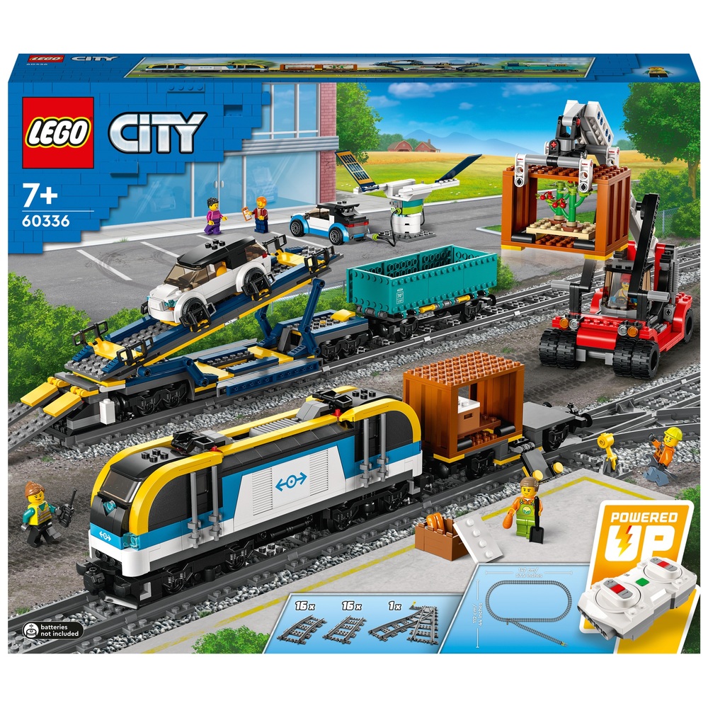 LEGO City 60336 Güterzug Spielzeug-Set mit Fernbedienung und Soundeffekten