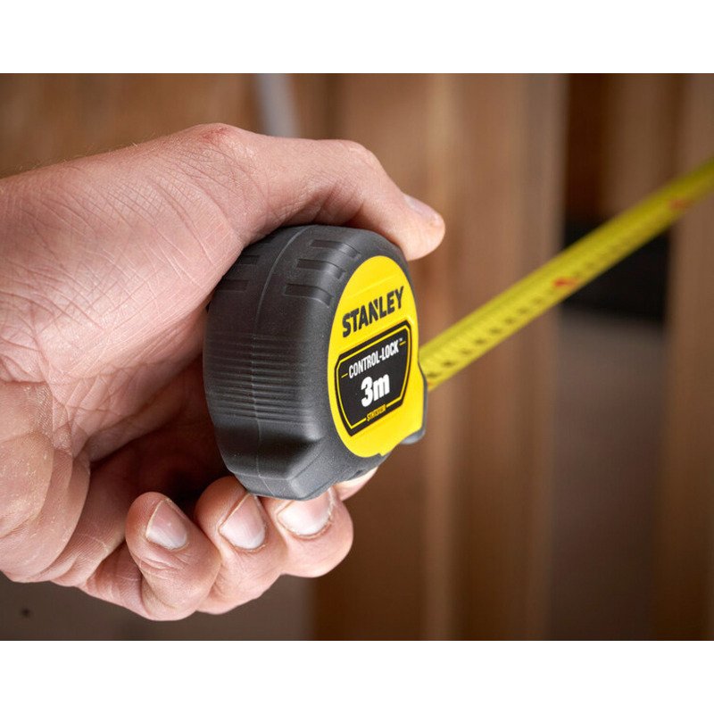 Mètre ruban Stanley Control-Lock 3 m x 19 mm, double marquage