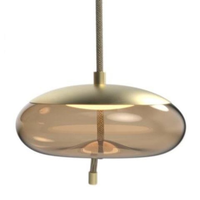 Brokis Knot Disco hanglamp Ø30 LED small rookbruin - messing