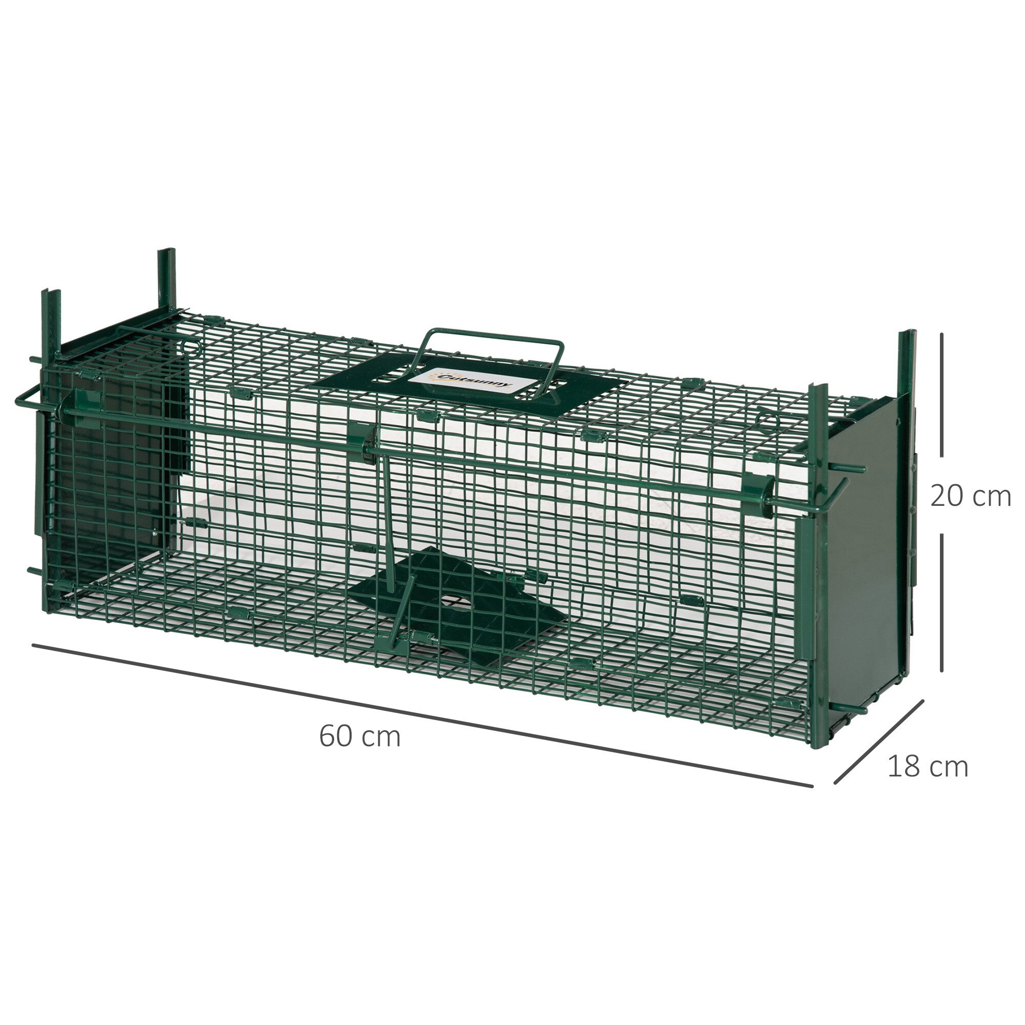 Outsunny Lebendfalle mit Doppeltüren und Griff grün 60L x 18B x 20H cm