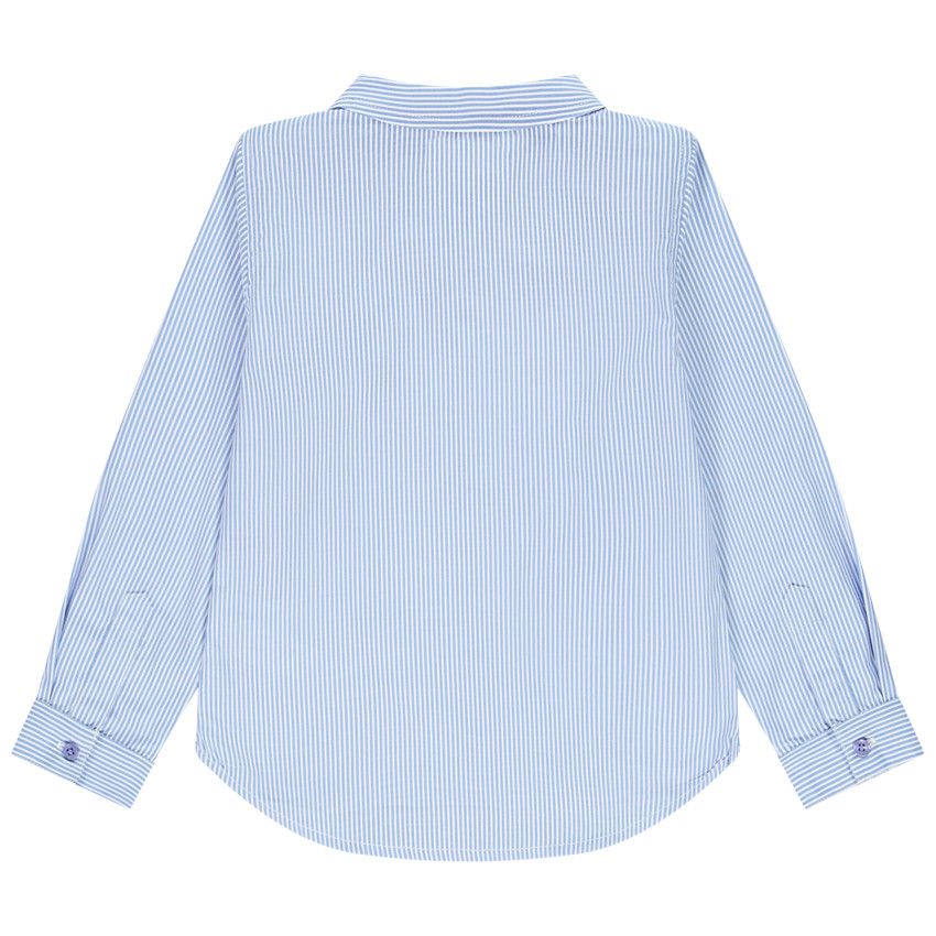 Chemise manches longues à rayures et patches pour fille - Beige