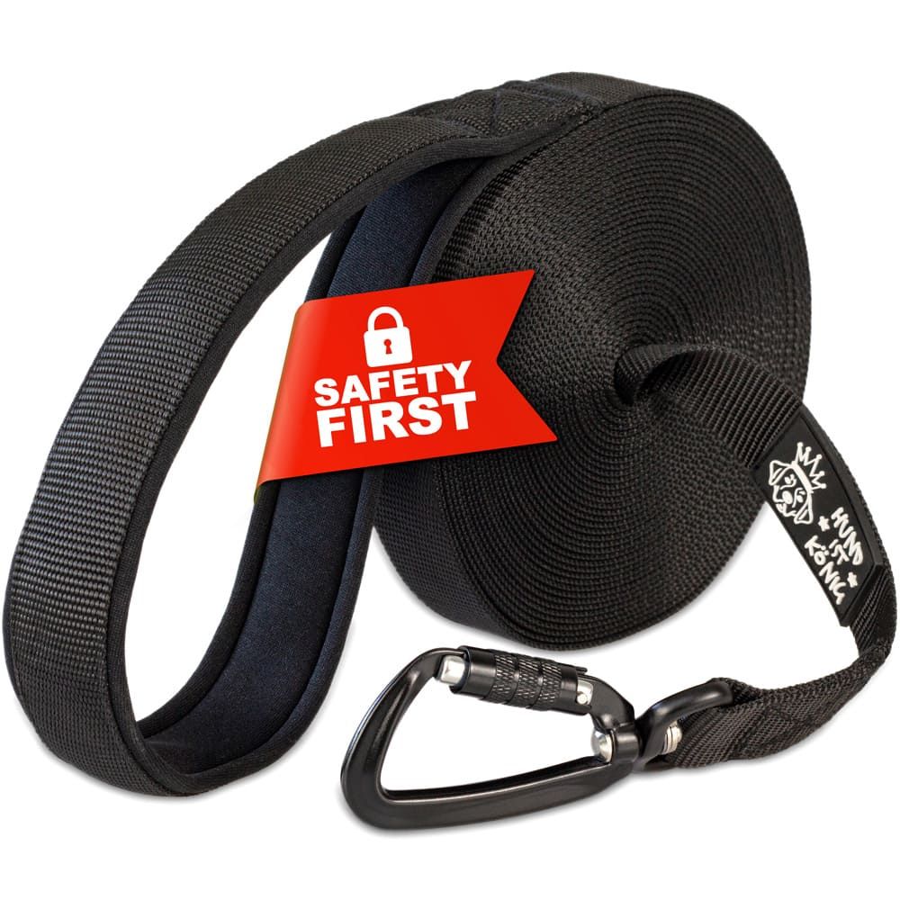 HUND IST KÖNIG® 15m Hunde Schleppleine mit Sicherheitskarabiner & gepolsterter Handschlaufe