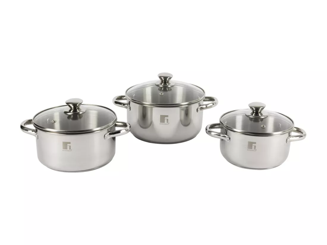 Set de 3 casseroles (Ø16Ø18Ø20cm) ALEA avec couvercles Bergner en inox
