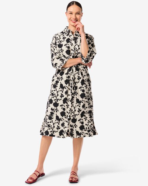 robe boutonnée Isabel fleur pour femmes noir