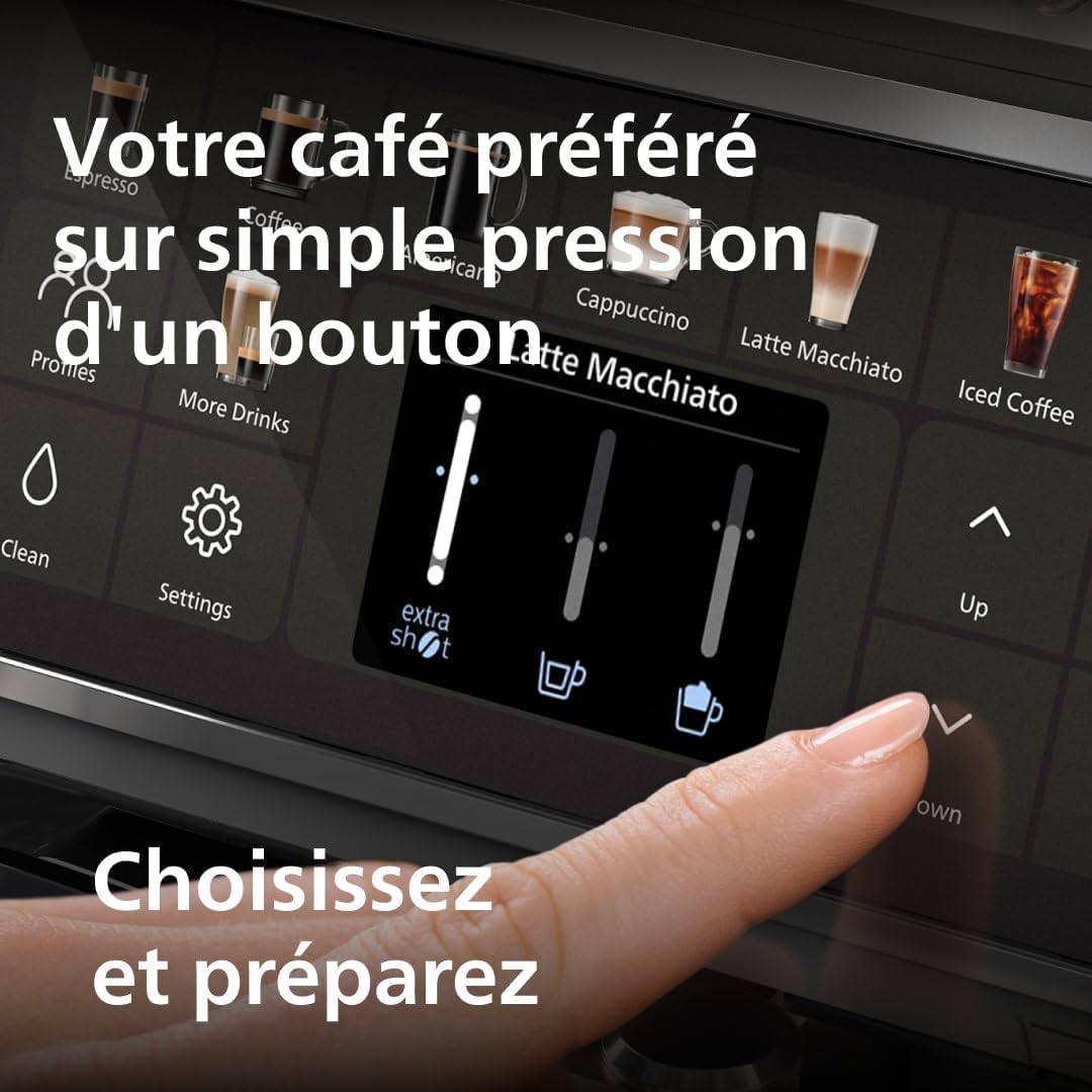 Philips Série 5400 Machine Expresso - Café à Grain - LatteGo Mousseur à Lait, 12 Spécialités de Café, Affichage Intuitif, 4 Profils Utilisateur, Chrome (EP5447/90)