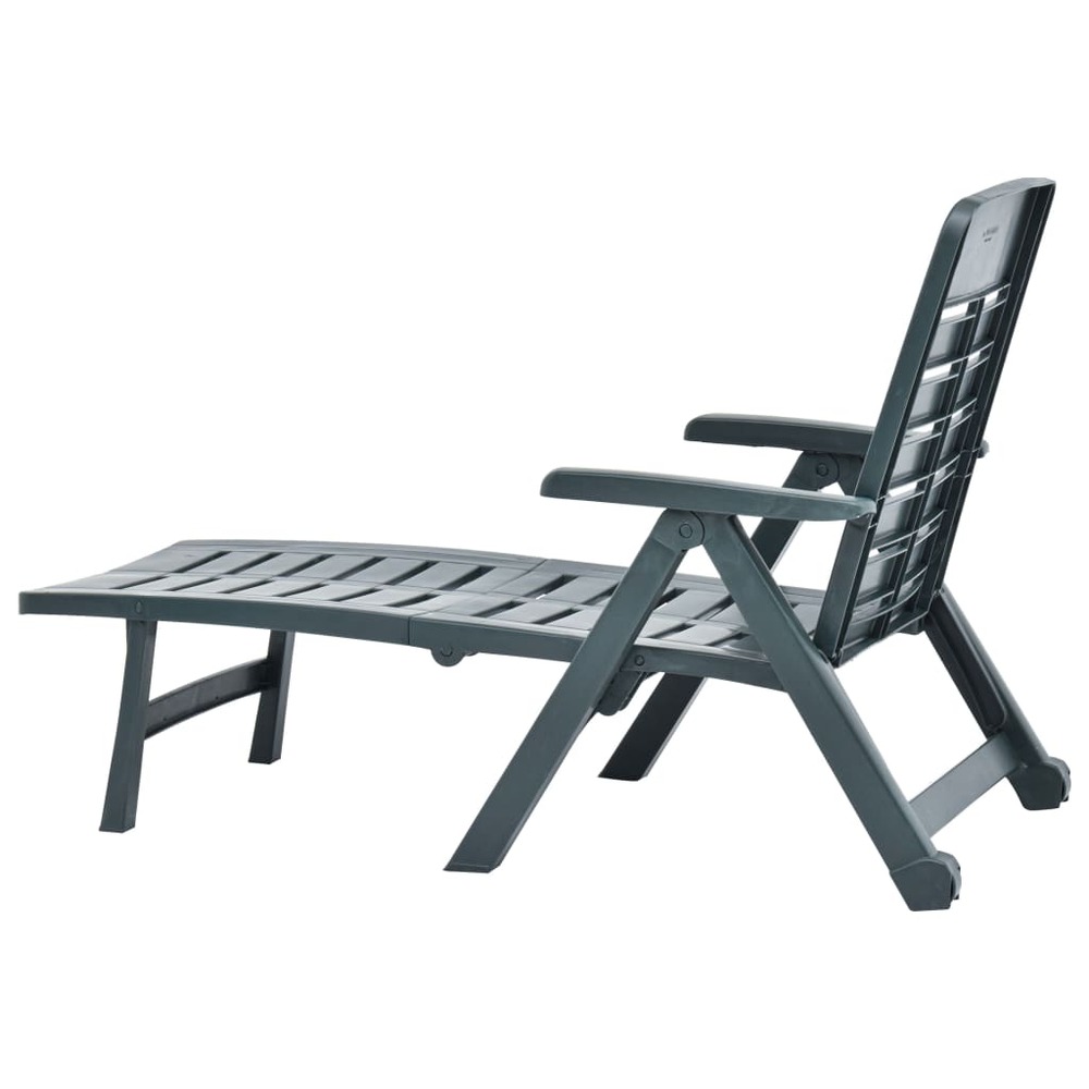 Transat chaise longue bain de soleil lit de jardin terrasse meuble d'extérieur pliable plastique vert