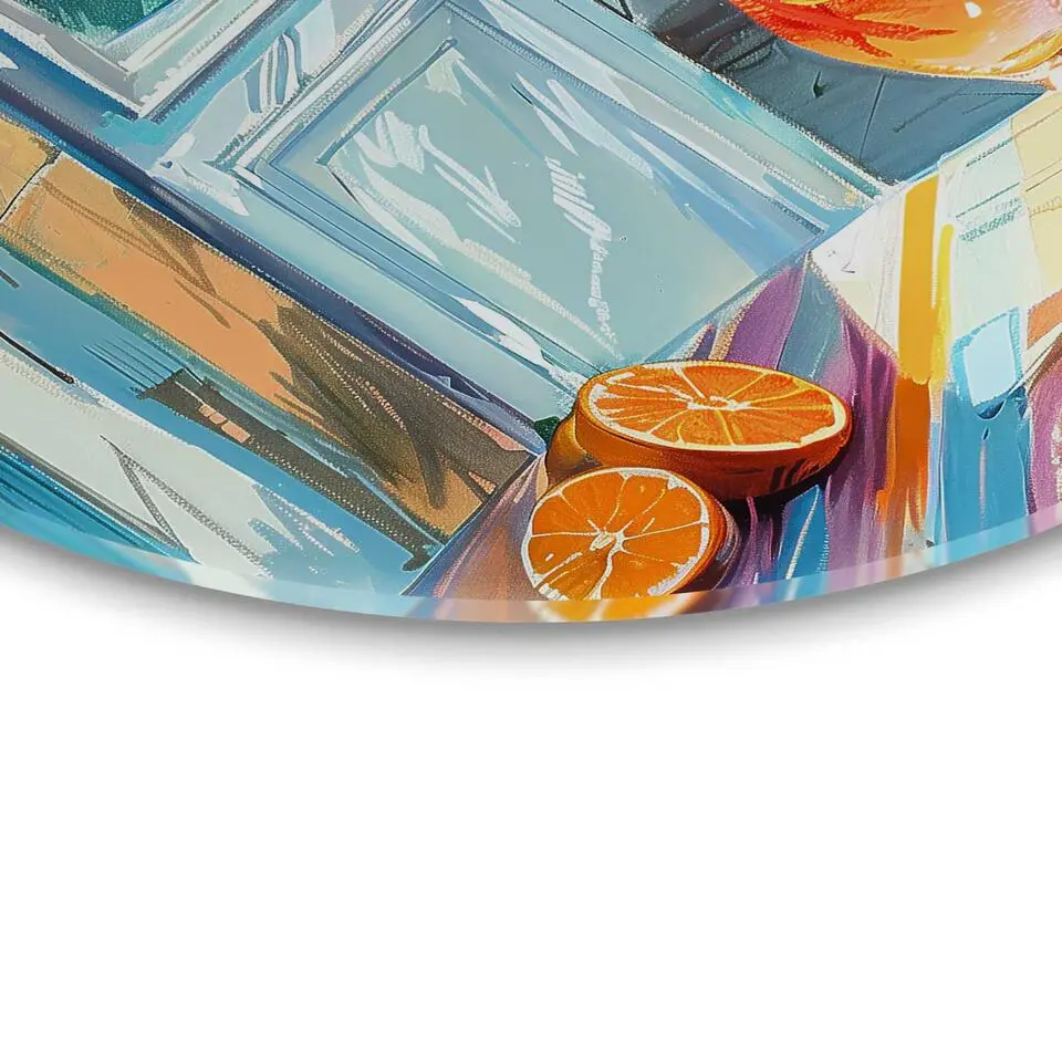 Glasschilderij Aperol in de zon - Ø 70cm - Bont