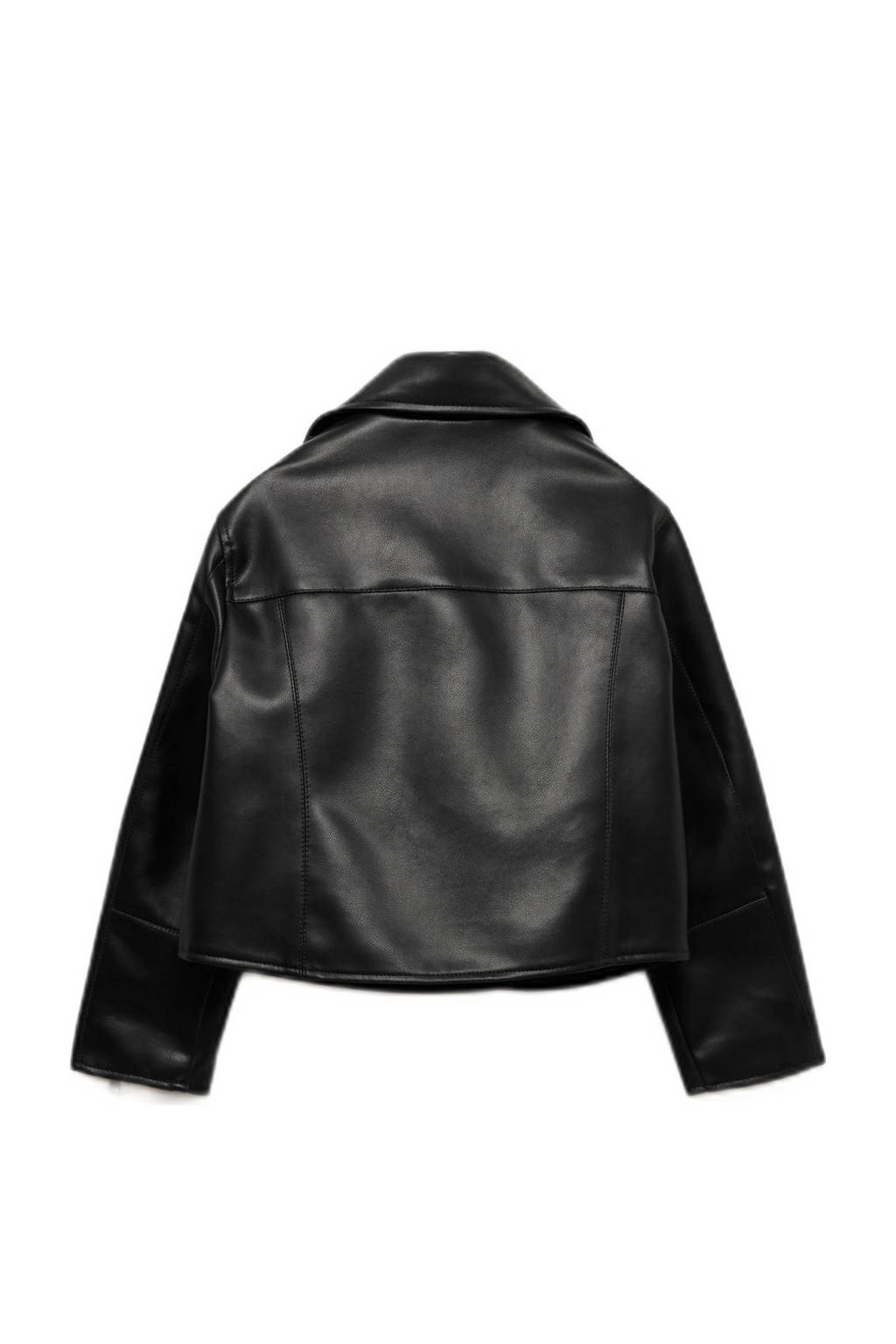 Mango Kids imitatieleren bikerjack zwart