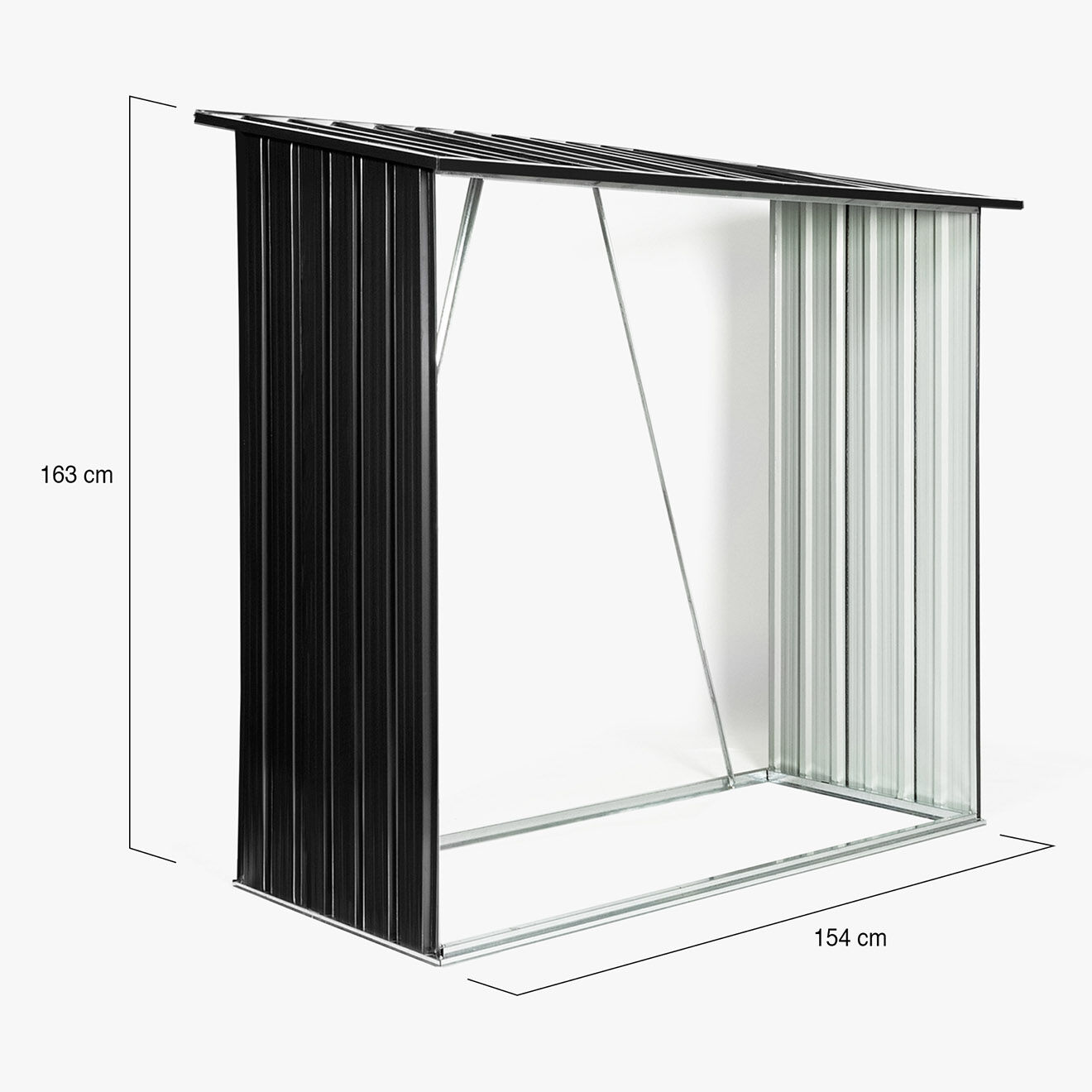 JARDIKT Abri bûches en métal gris anthracite - 163x83x154 cm