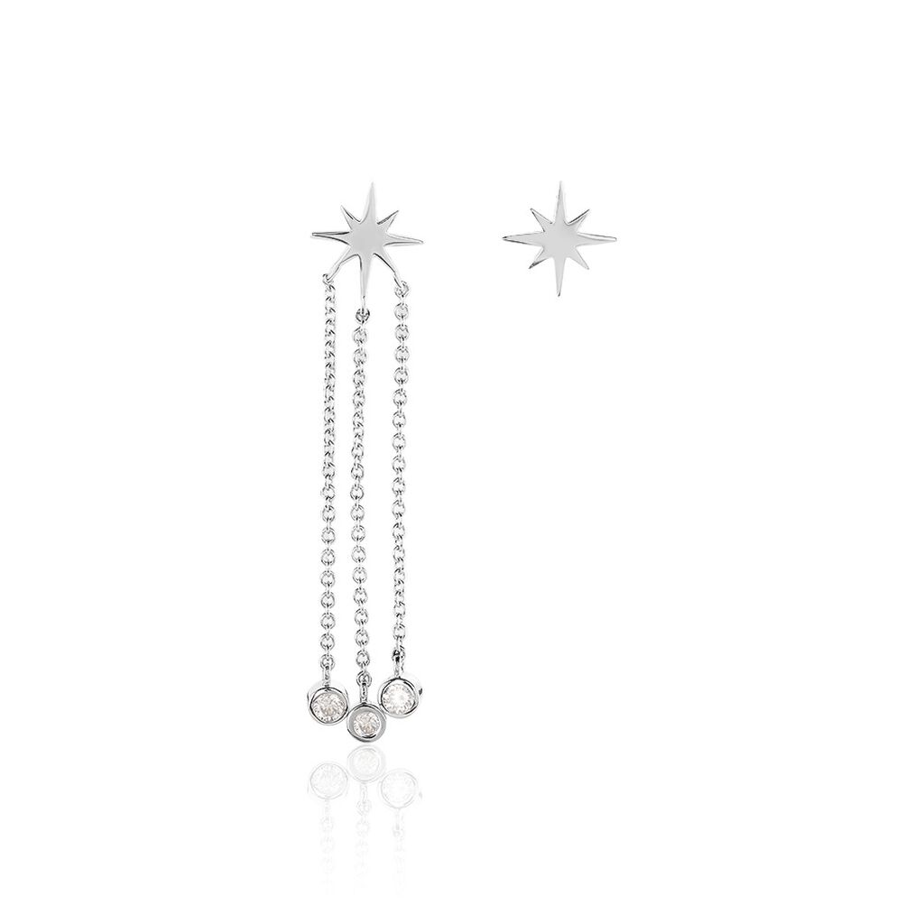 Boucles D'oreilles Pendantes Clarence Argent Blanc Oxyde De Zirconium